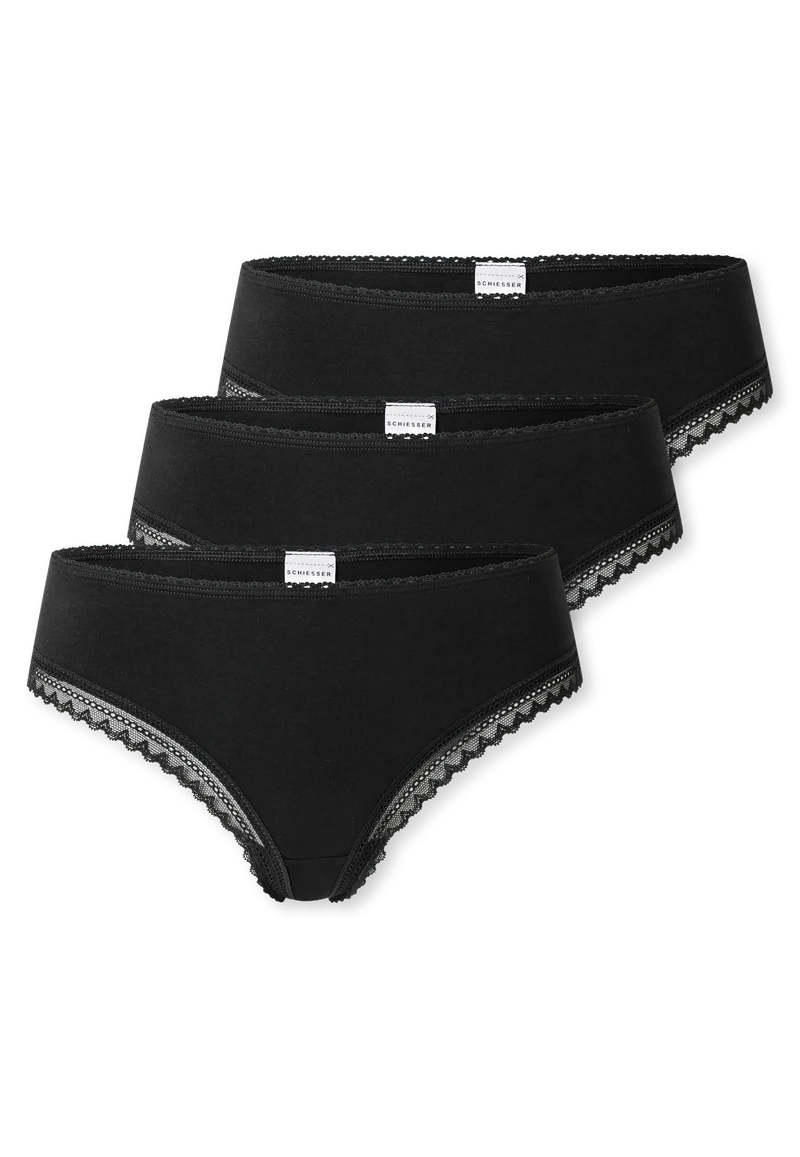 Brazilian Slip mit Spitze 3er-Pack Schwarz - Modern Multipacks