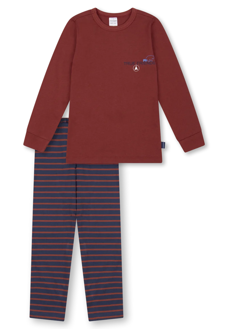Schlafanzug Rost/Blau gestreift - Kids Nightwear