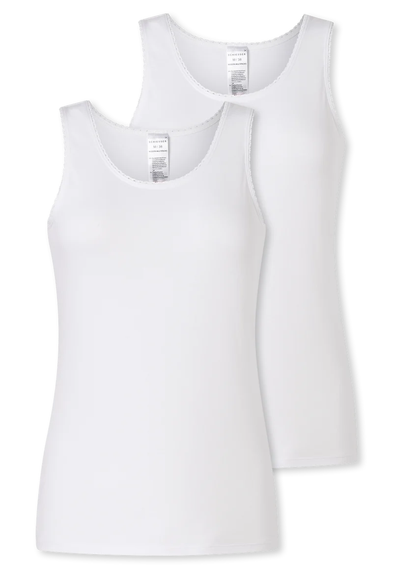 Unterhemd mit Spitze 2er-Pack Weiss - Modern Multipacks