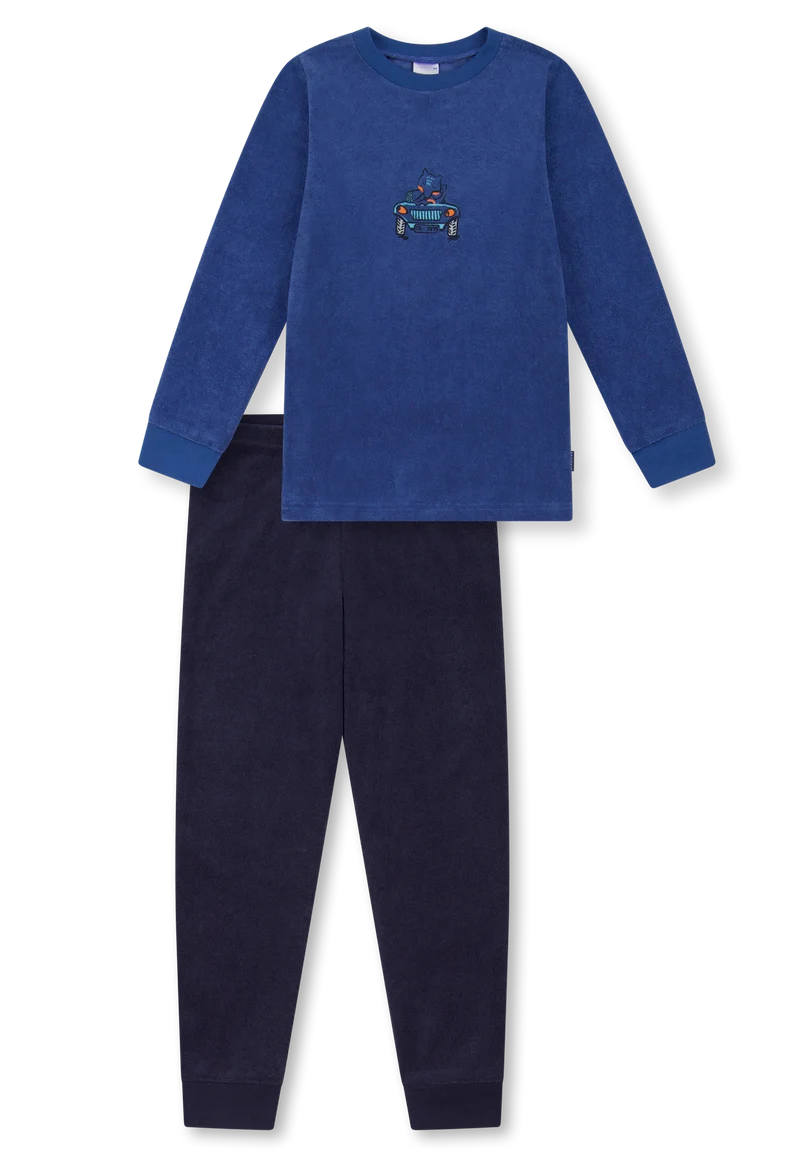 Schlafanzug Frottee mit Bündchen Blau - Kids Nightwear