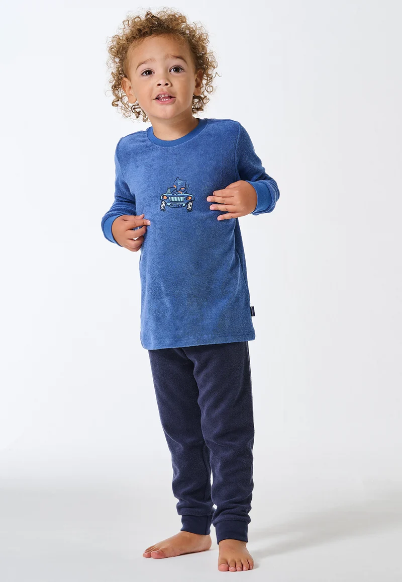 Schlafanzug Frottee mit Bündchen Blau - Kids Nightwear