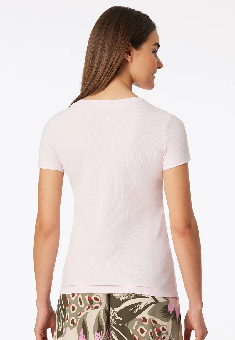 T-Shirt V-Ausschnitt mit Knopfleiste Rosa - Mix+Relax