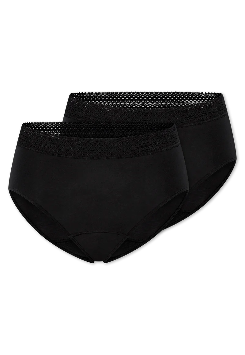 Periodenslip mit Spitze 2er-Pack Schwarz - SCHIESSER Care