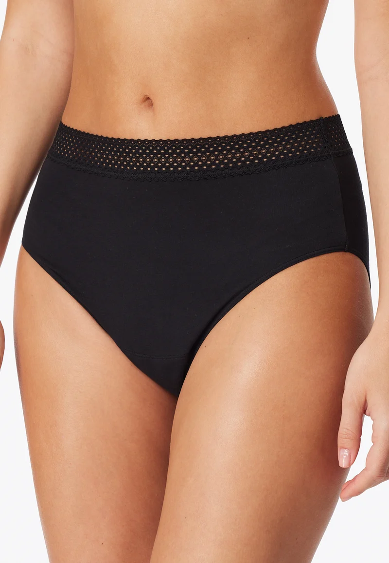 Periodenslip mit Spitze 2er-Pack Schwarz - SCHIESSER Care