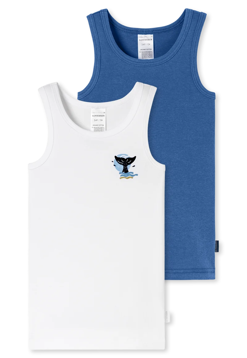Unterhemd 2er-Pack Blau/Weiss - Fine Rib