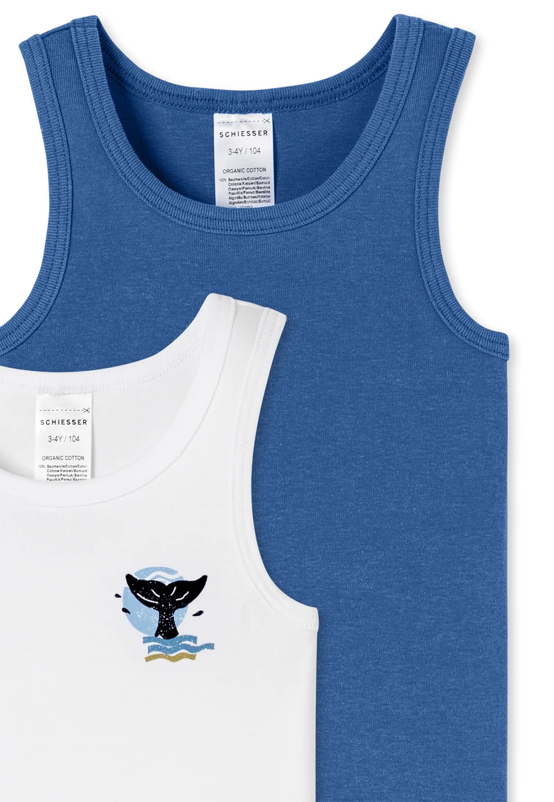 Unterhemd 2er-Pack Blau/Weiss - Fine Rib