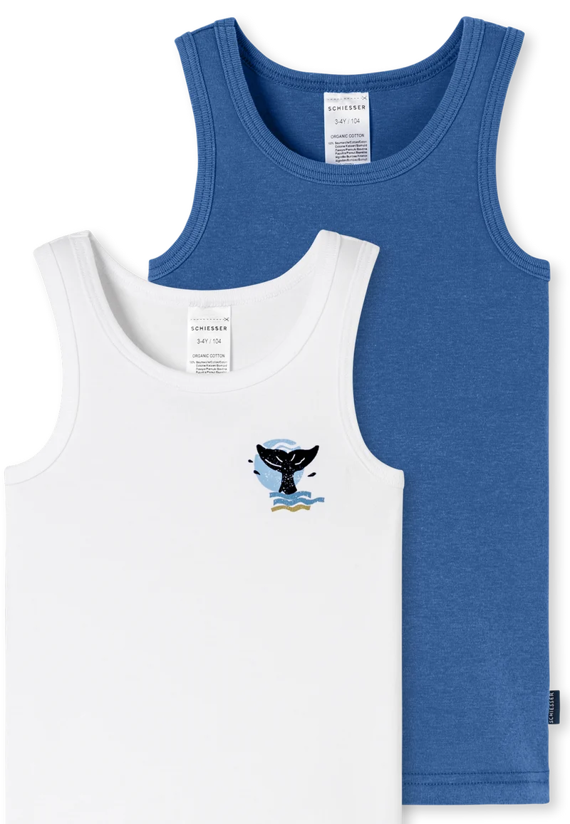 Unterhemd 2er-Pack Blau/Weiss - Fine Rib