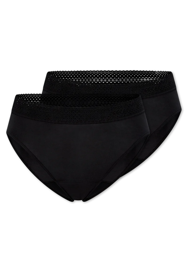 Periodenslip mit Spitze 2er-Pack Schwarz - SCHIESSER Care