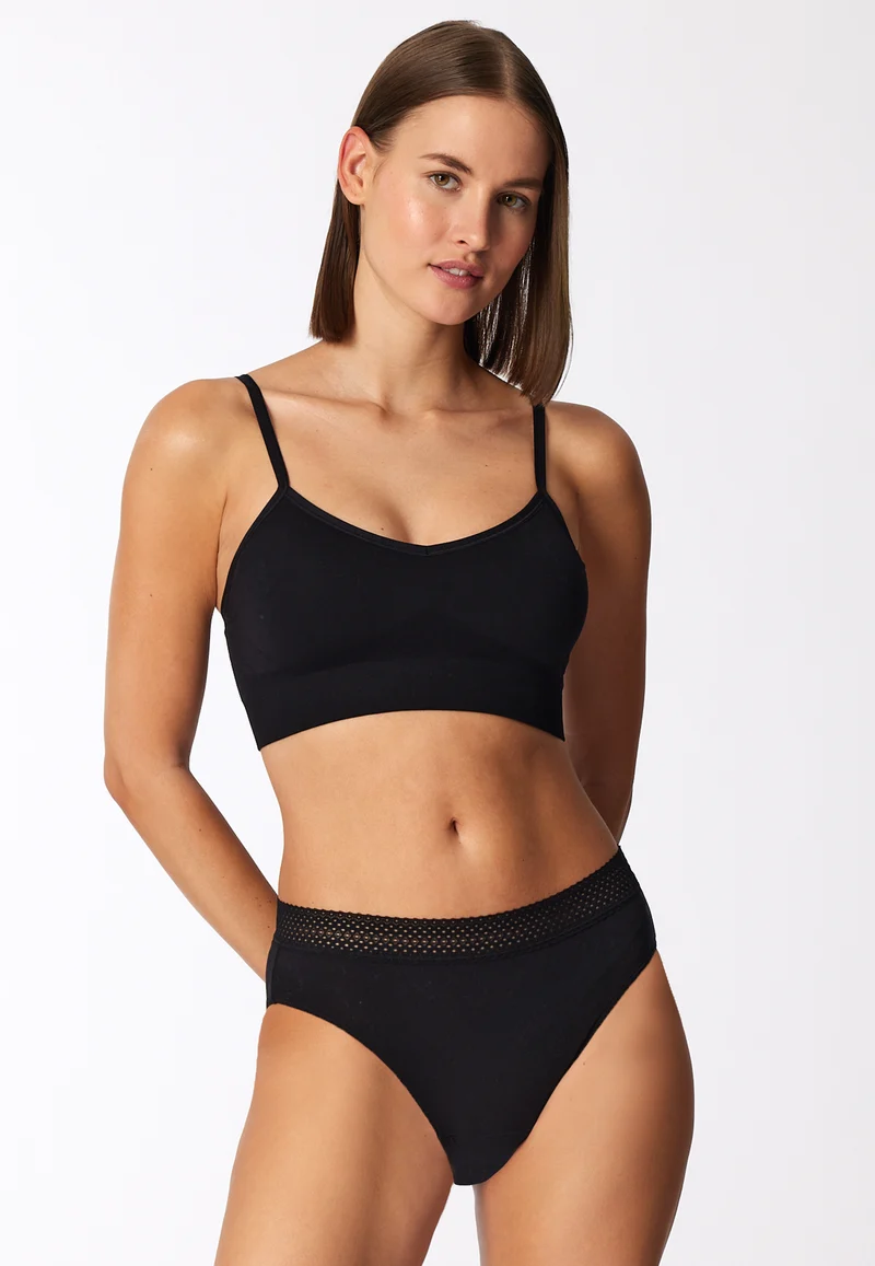 Periodenslip mit Spitze 2er-Pack Schwarz - SCHIESSER Care