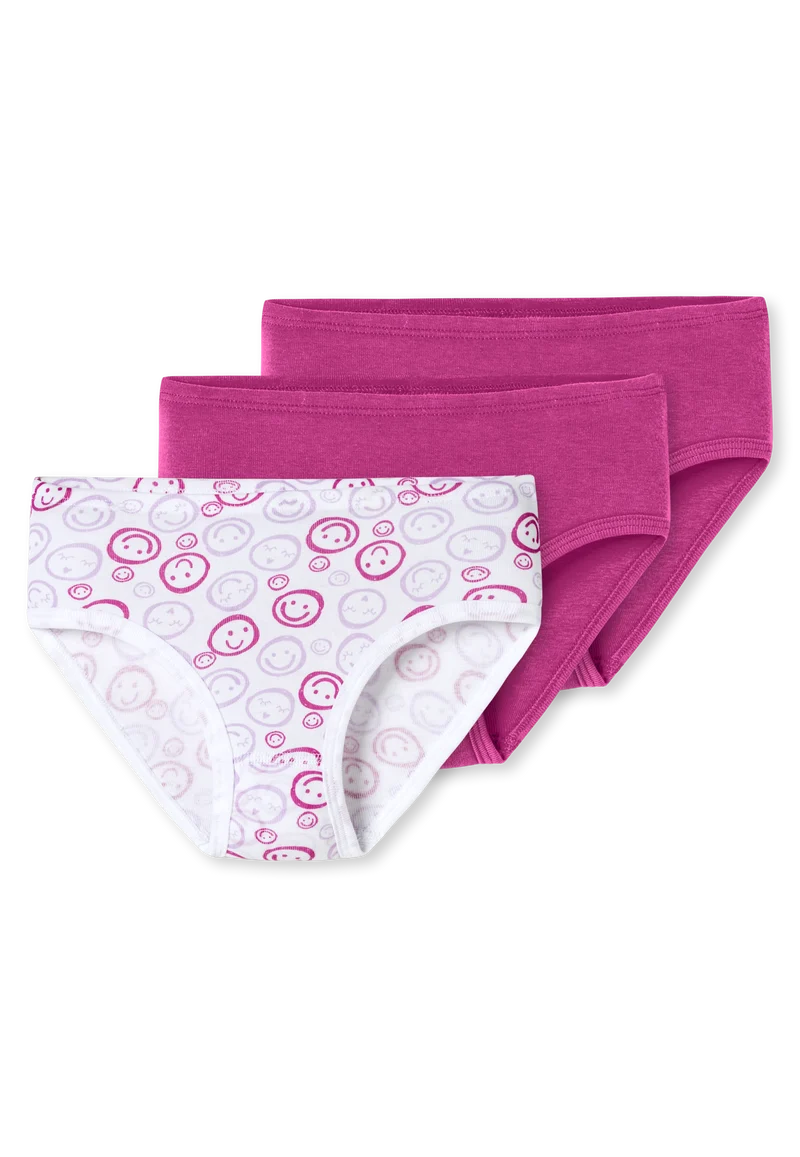 Slip Feinripp 3er-Pack Pink/Weiss - Fine Rib