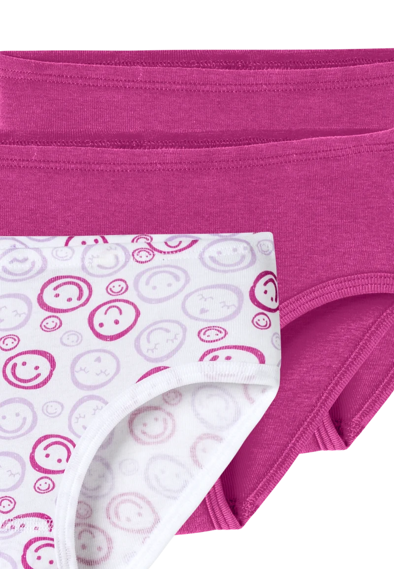 Slip Feinripp 3er-Pack Pink/Weiss - Fine Rib