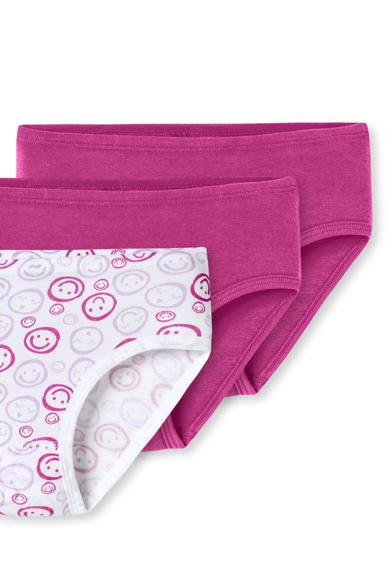 Slip Feinripp 3er-Pack Pink/Weiss - Fine Rib