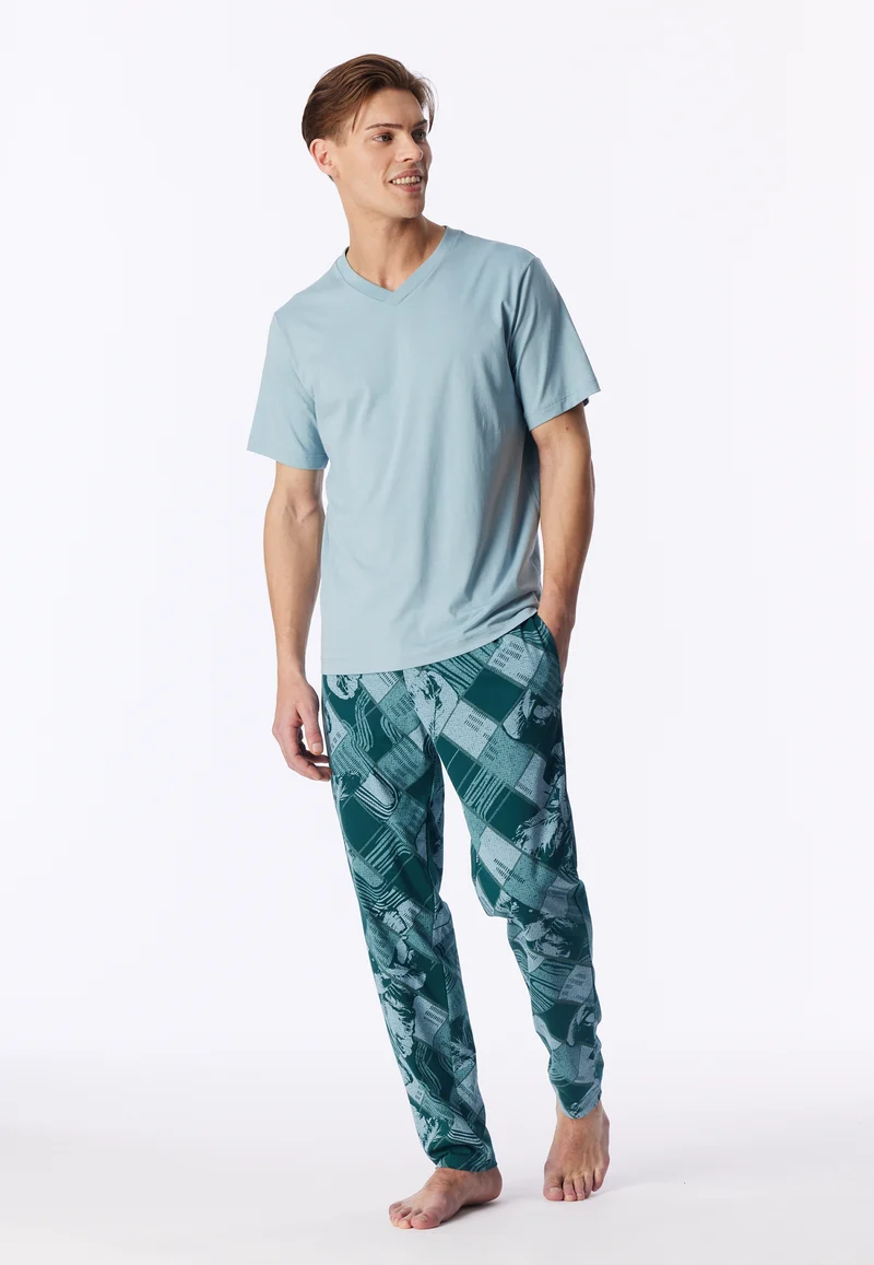 T-Shirt V-Ausschnitt Blau - Mix+Relax