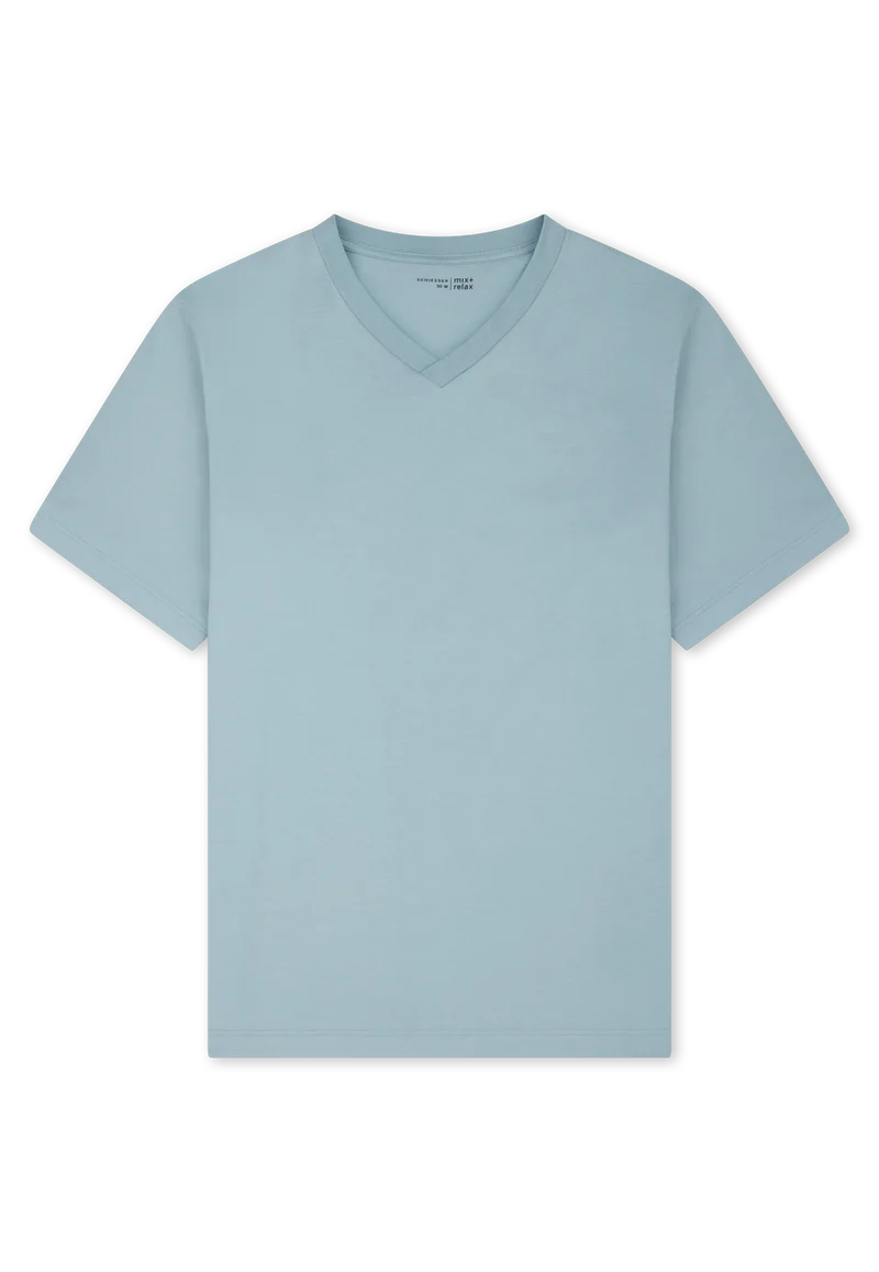T-Shirt V-Ausschnitt Blau - Mix+Relax