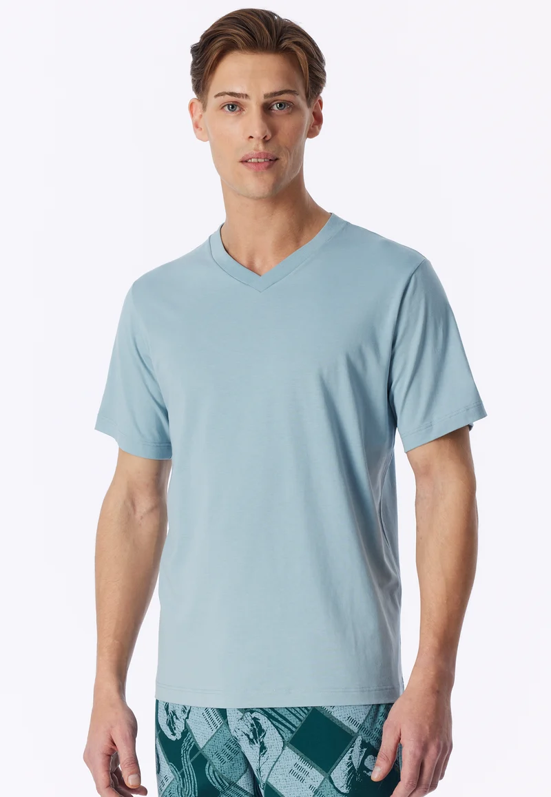 T-Shirt V-Ausschnitt Blau - Mix+Relax