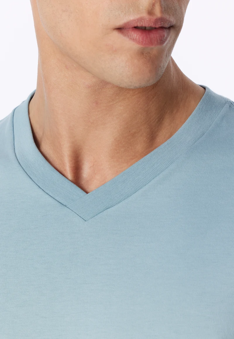 T-Shirt V-Ausschnitt Blau - Mix+Relax