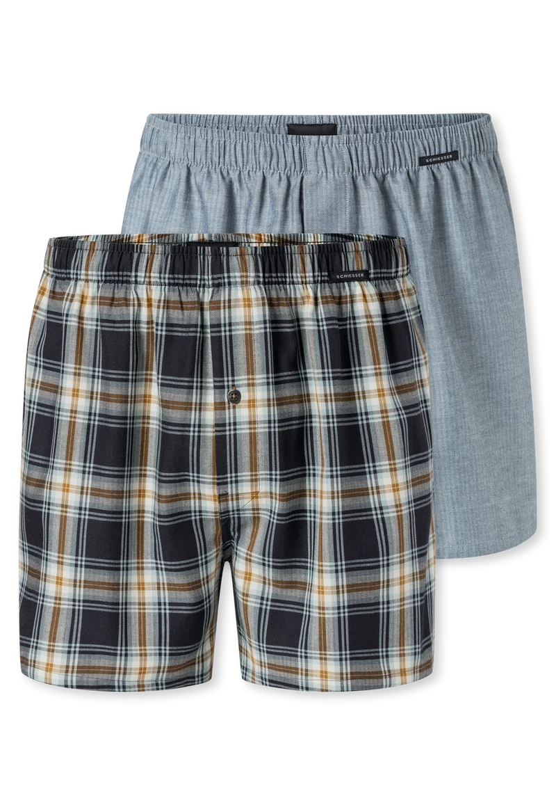 Boxershorts mit Knopfleiste 2er-Pack Bunt kariert - Boxershorts Multipacks