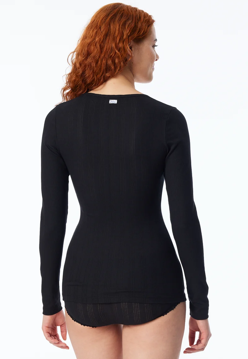Shirt V-Ausschnitt mit Knopfleiste Schwarz - Revival Agathe