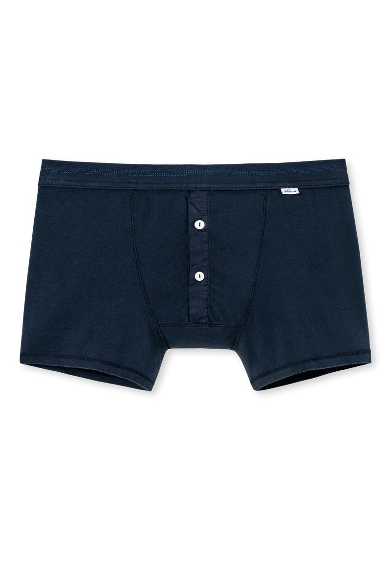Enge Boxershorts Feinripp mit Knopfleiste Dunkelblau - Revival Karl-Heinz