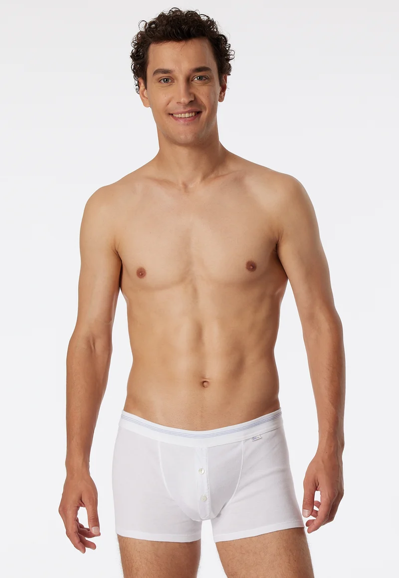 Enge Boxershorts Feinripp mit Knopfleiste Weiss - Revival Karl-Heinz