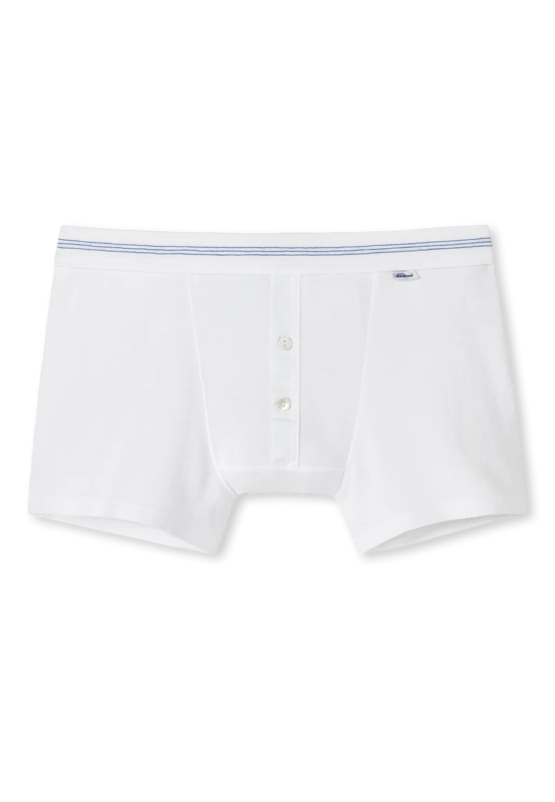 Enge Boxershorts Feinripp mit Knopfleiste Weiss - Revival Karl-Heinz