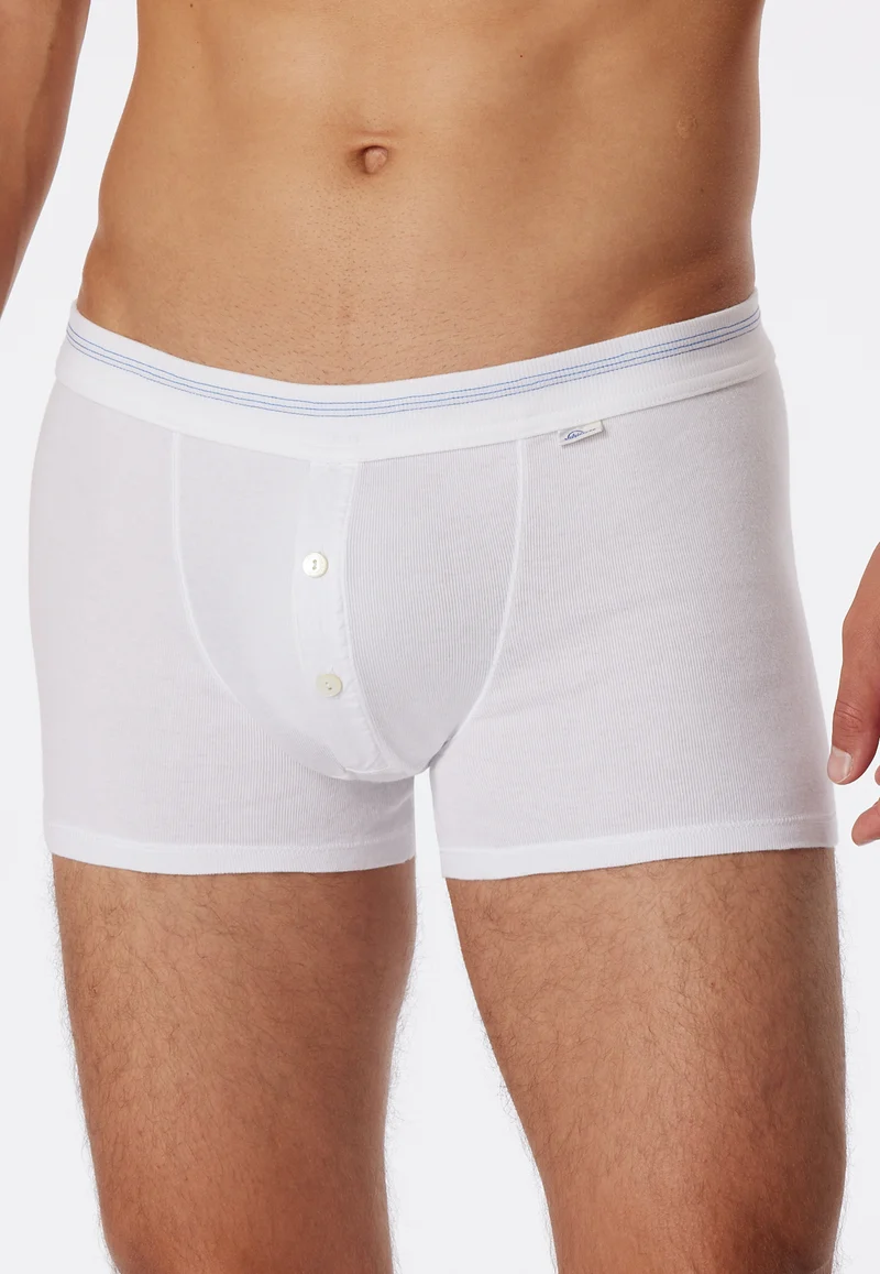Enge Boxershorts Feinripp mit Knopfleiste Weiss - Revival Karl-Heinz