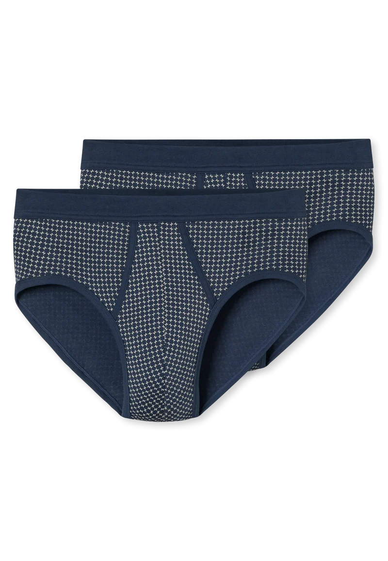 Slip Feinripp mit Eingriff 2er-Pack Blau gemustert - Original Classics