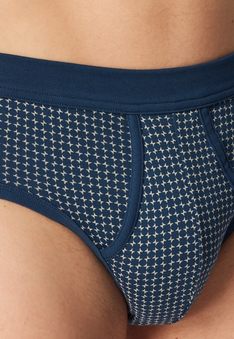 Slip Feinripp mit Eingriff 2er-Pack Blau gemustert - Original Classics