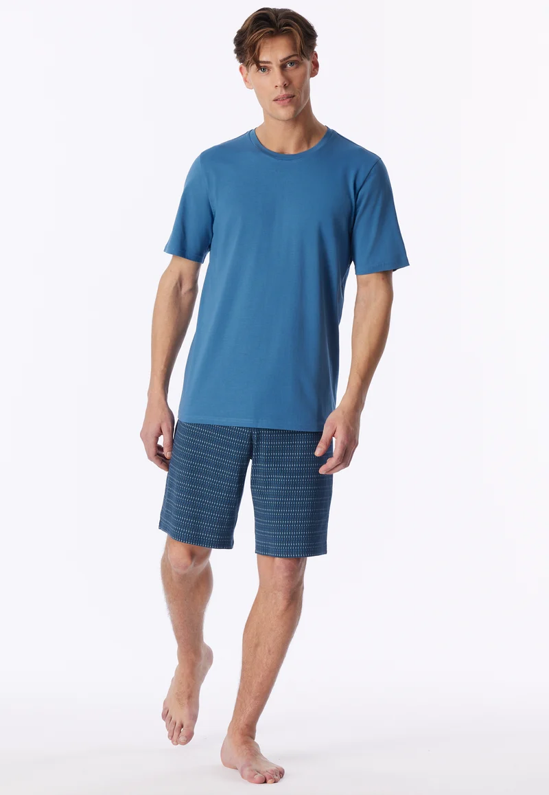 Schlafanzug kurz Blau gemustert - Casual Essentials