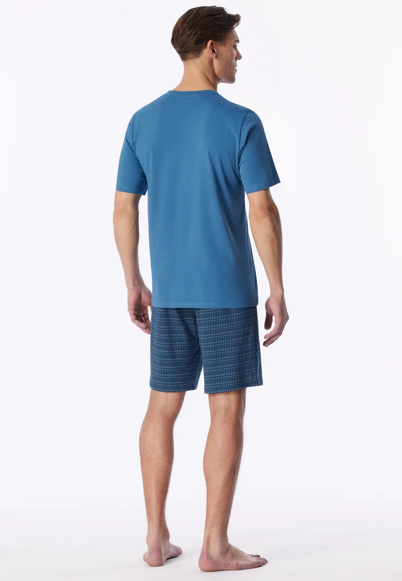 Schlafanzug kurz Blau gemustert - Casual Essentials