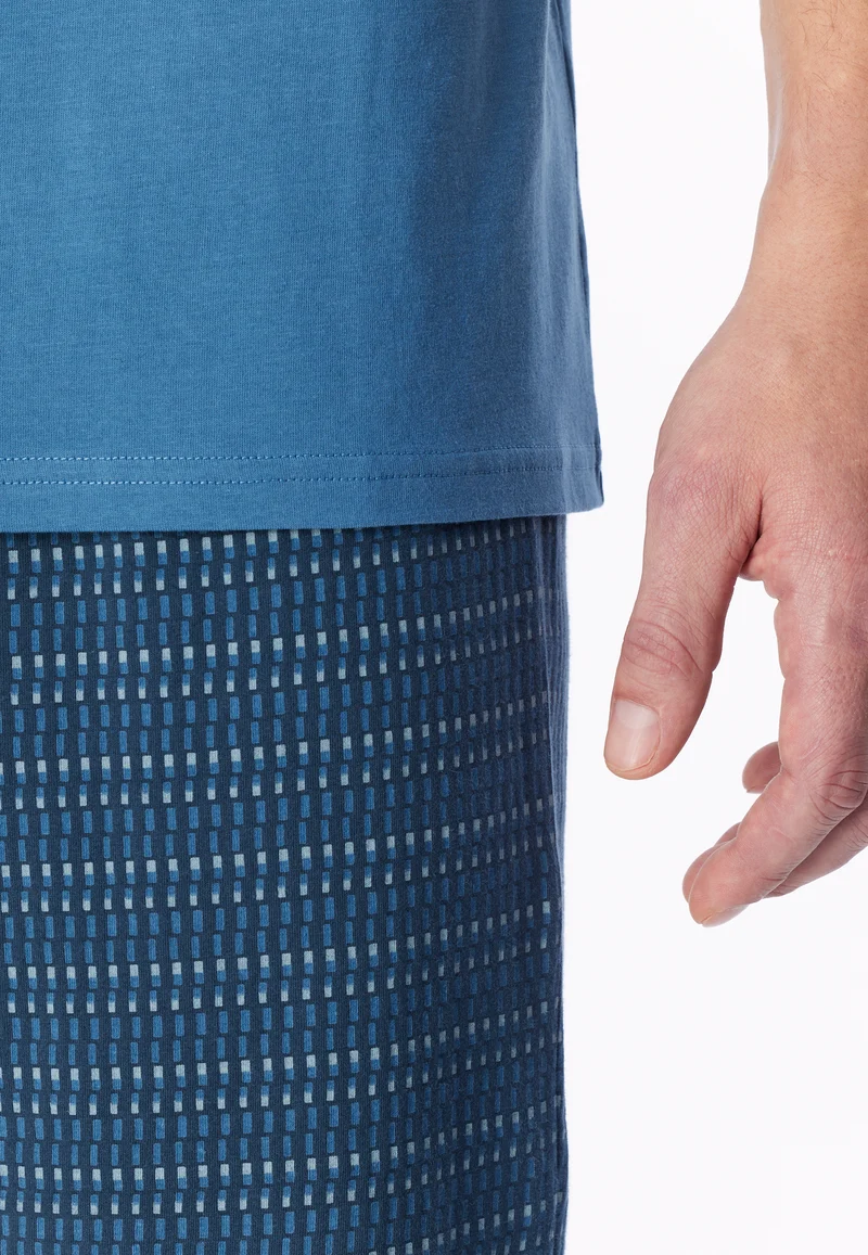 Schlafanzug kurz Blau gemustert - Casual Essentials