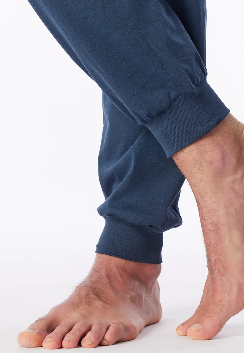 Schlafanzug mit Bündchen Blau gemustert - Comfort Essentials