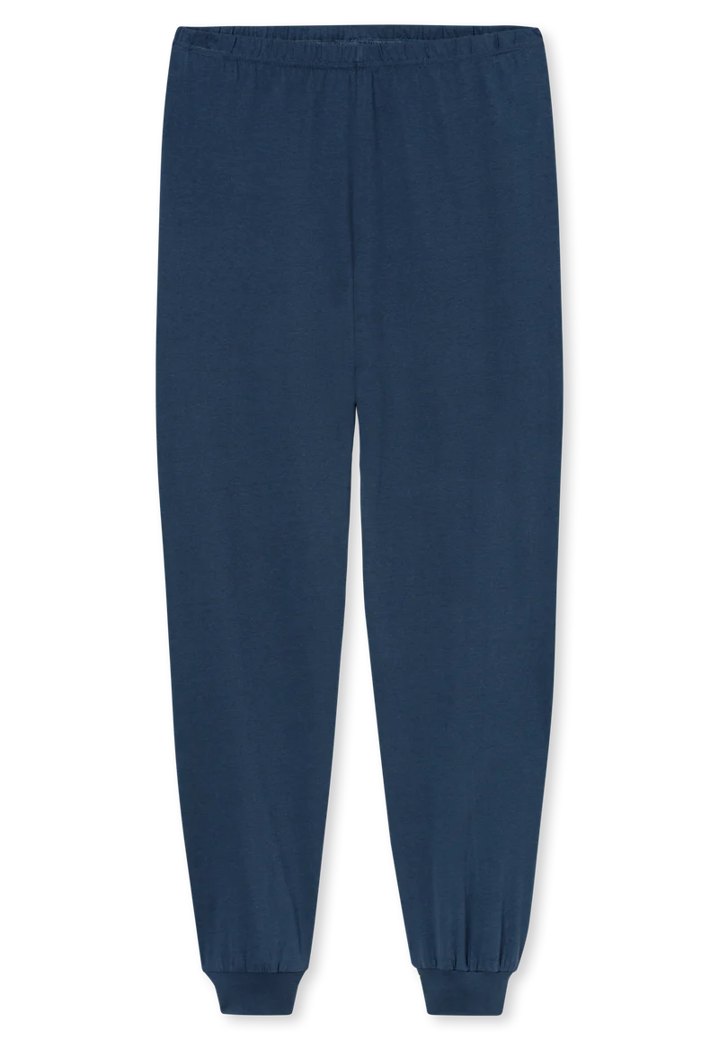 Schlafanzug mit Bündchen Blau gemustert - Comfort Essentials
