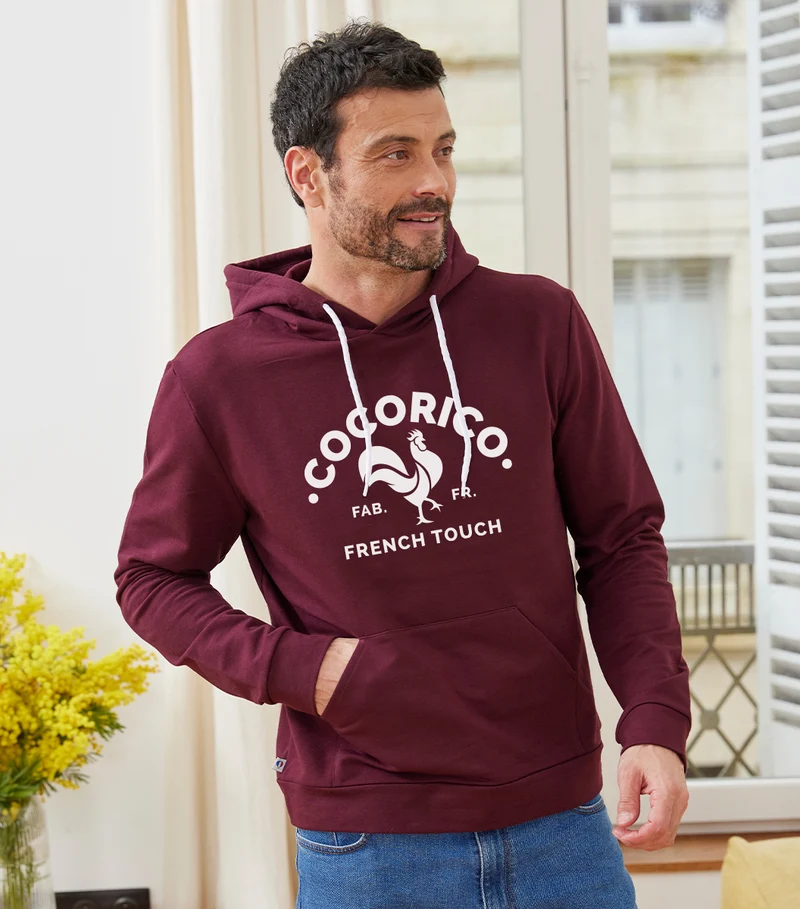 Sweat à capuche Homme Bordeaux - Coq Français