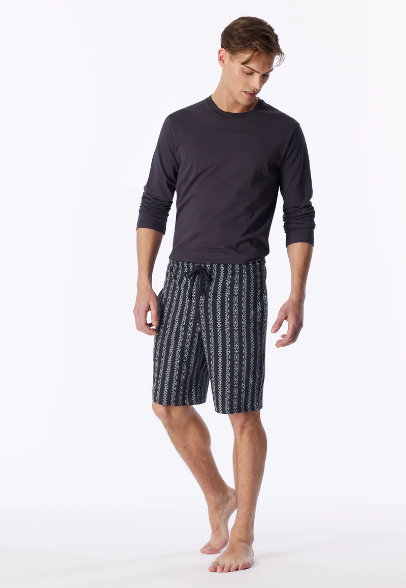 Hose kurz Schwarz/Blau gemustert - Mix+Relax