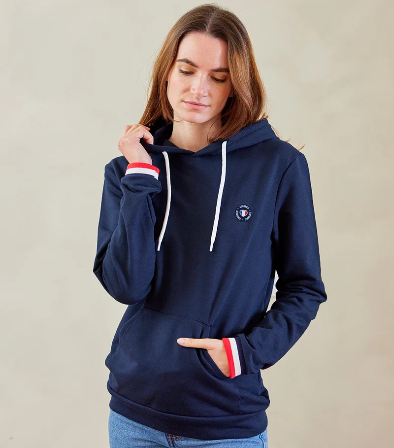 Sweat à capuche Femme Supporter Marine - Blason