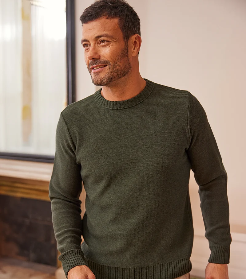Pull Homme Laine Kaki
