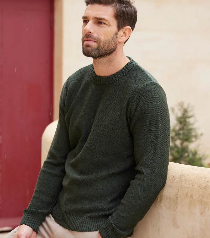 Pull Homme Laine Kaki