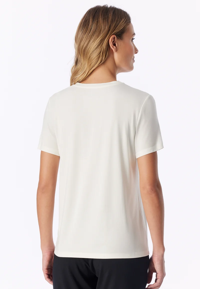 T-Shirt V-Ausschnitt Off-White - Mix+Relax