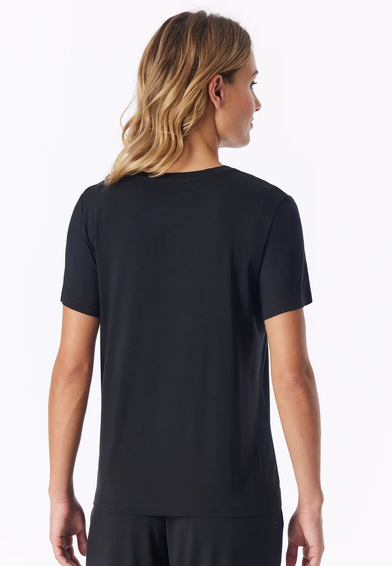 T-Shirt V-Ausschnitt Schwarz - Mix+Relax