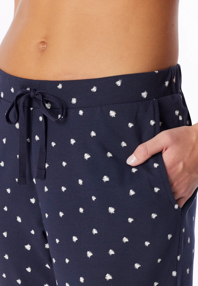 Hose mit Bündchen Dunkelblau/Weiss gemustert - Mix+Relax