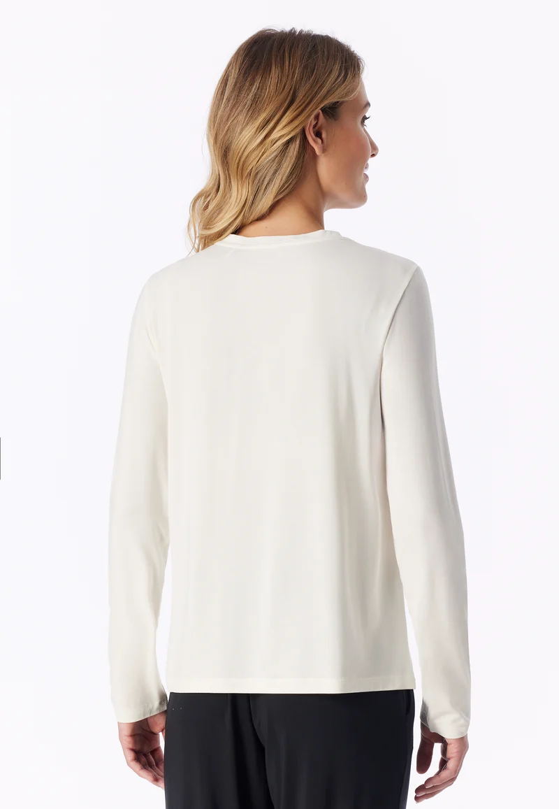 Shirt langarm V-Ausschnitt naturweiß - Mix+Relax