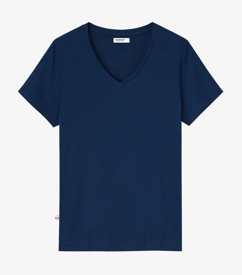 T-shirt col V Femme Marine - Intemporel