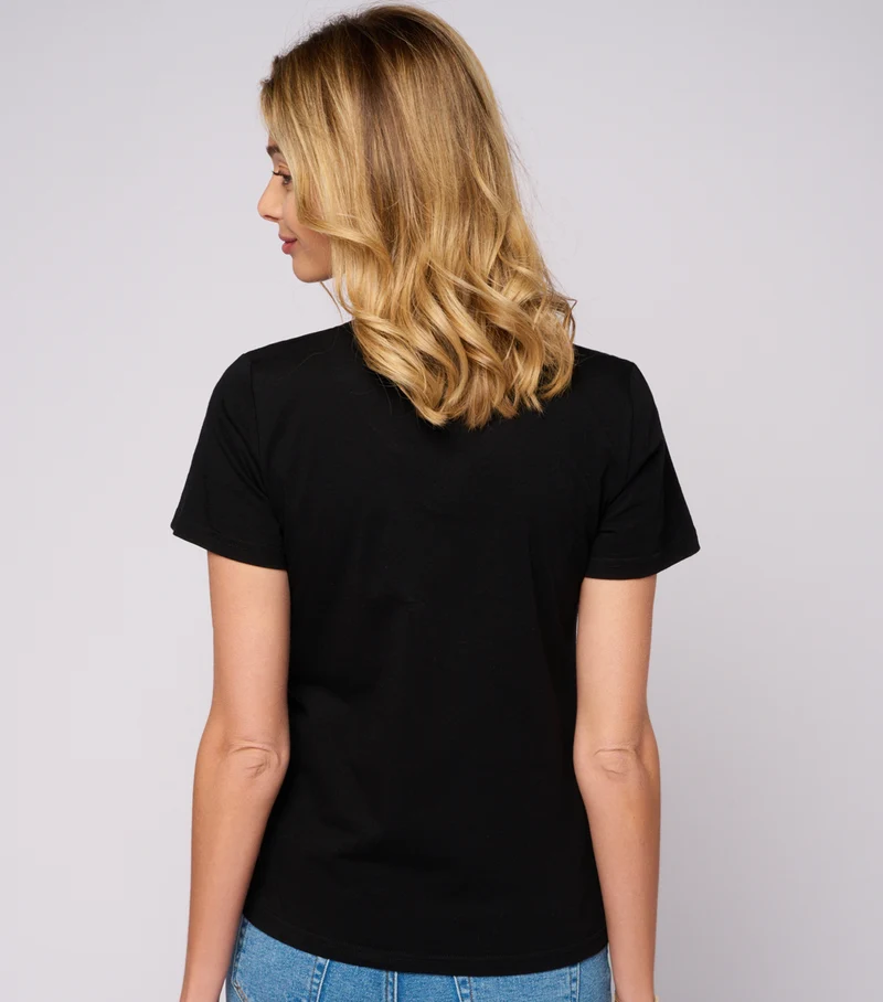 T-shirt col V Femme Noir - French Touch