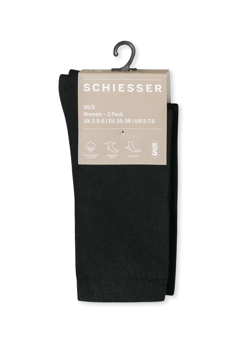 Socken Damen 2er-Pack Schwarz - 95/5