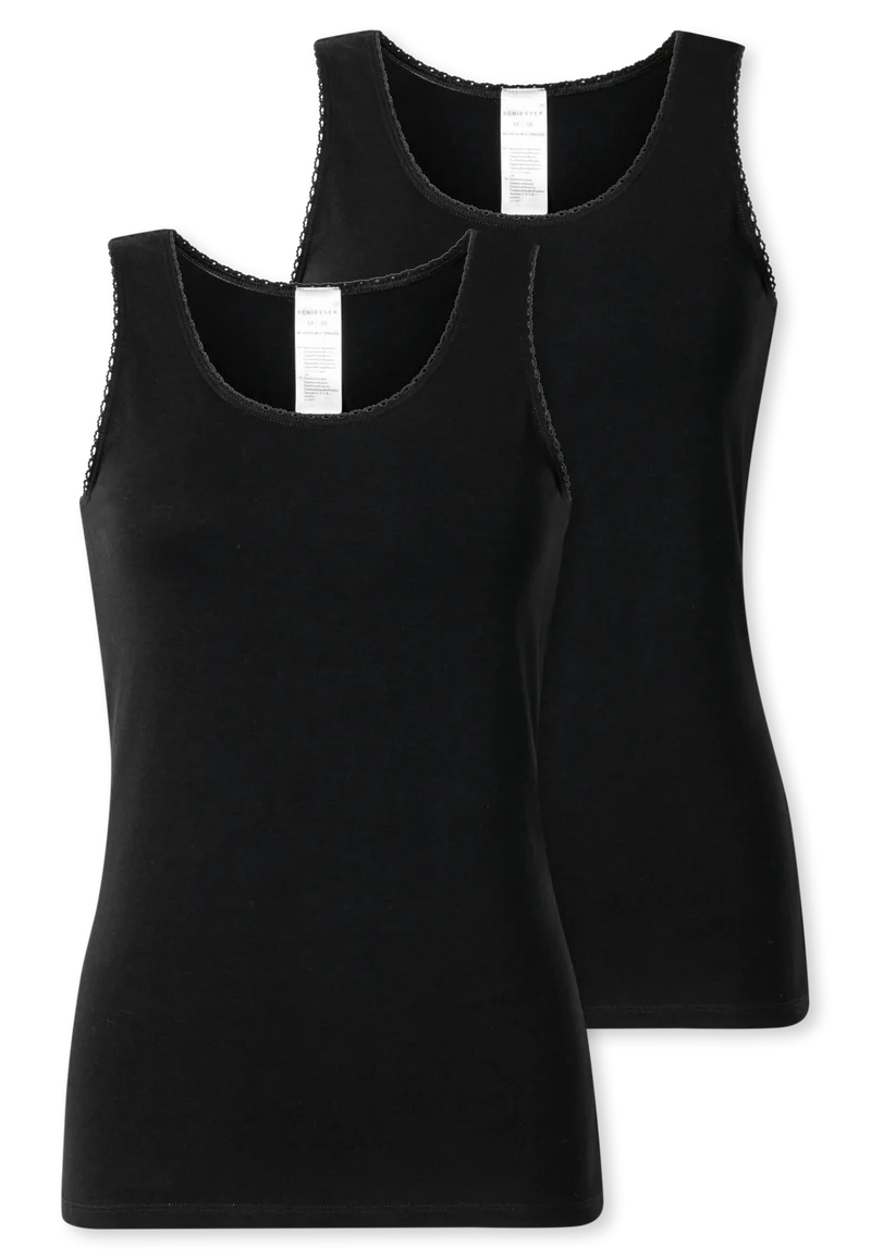 Unterhemd mit Spitze 2er-Pack Schwarz - Modern Multipacks