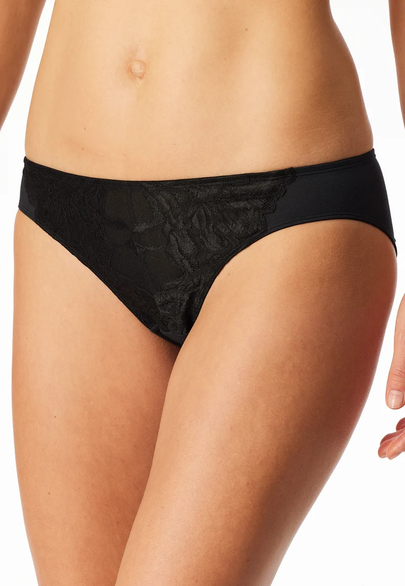 Slip mit Spitze Schwarz - Unique Premium