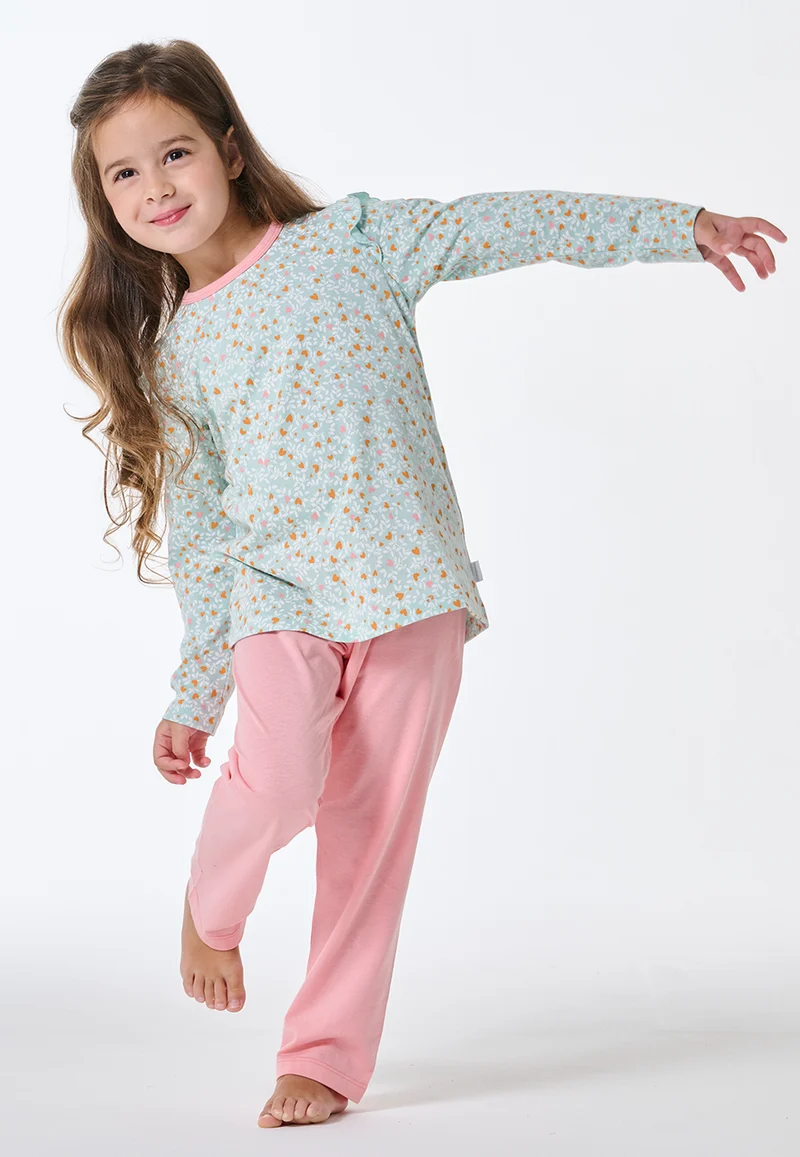 Schlafanzug lang Rüschen Herzchen multicolor - Kids Nightwear