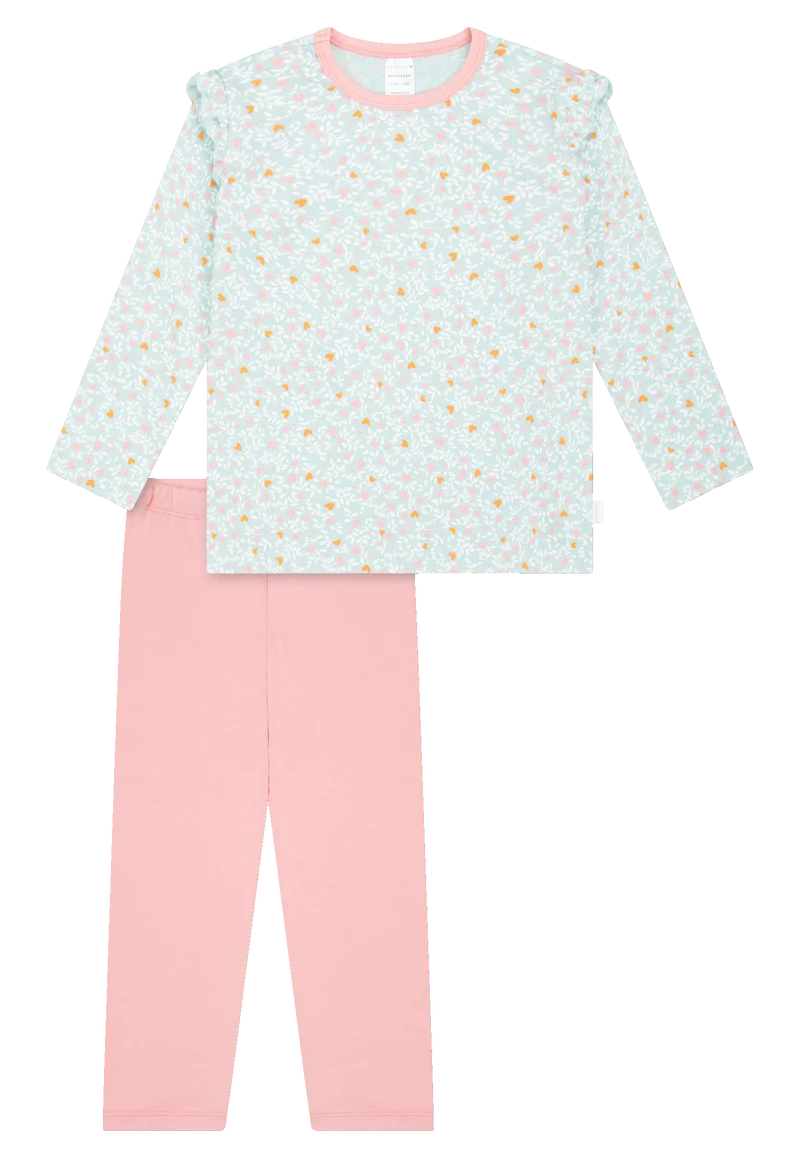 Schlafanzug lang Rüschen Herzchen multicolor - Kids Nightwear