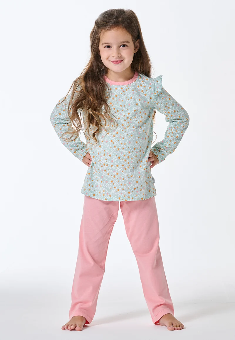 Schlafanzug lang Rüschen Herzchen multicolor - Kids Nightwear